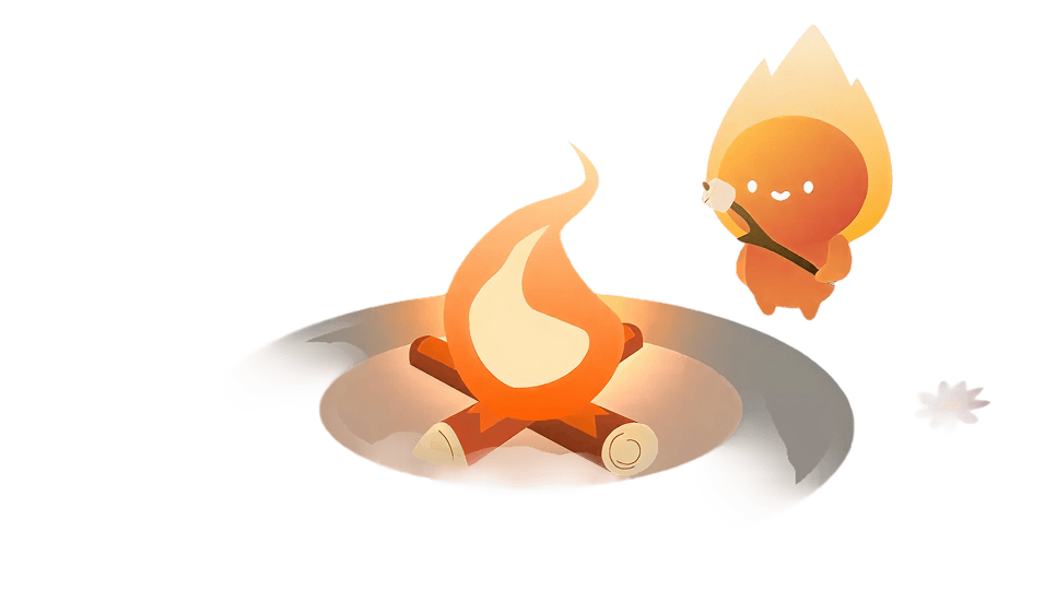 Campfire and marshmallow character